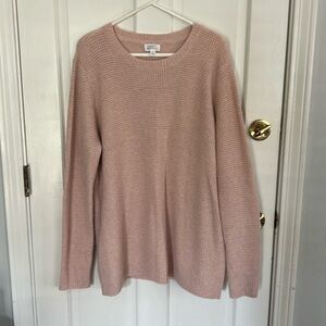Market & Spruce Crew Neck Waffled Straight Hem Light pink Sweater. Size 2XL